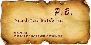 Petrács Balázs névjegykártya